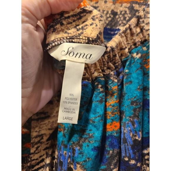 Soma Multicolored SoftTexture Striped Pattern EmpireWaist Maxi Dress | L EUC - Picture 4 of 7